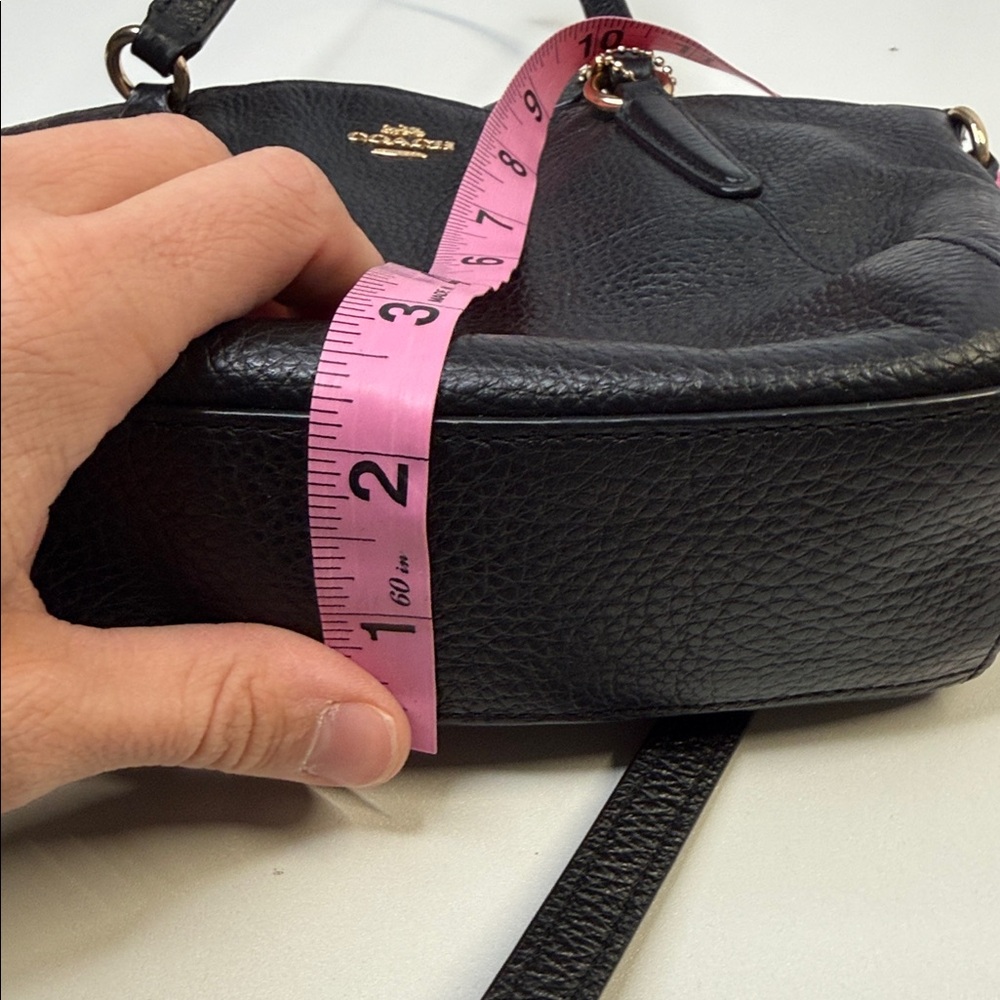 coach mini kelsey satchel black leather crossbody gold F28994 purse - Picture 11 of 13